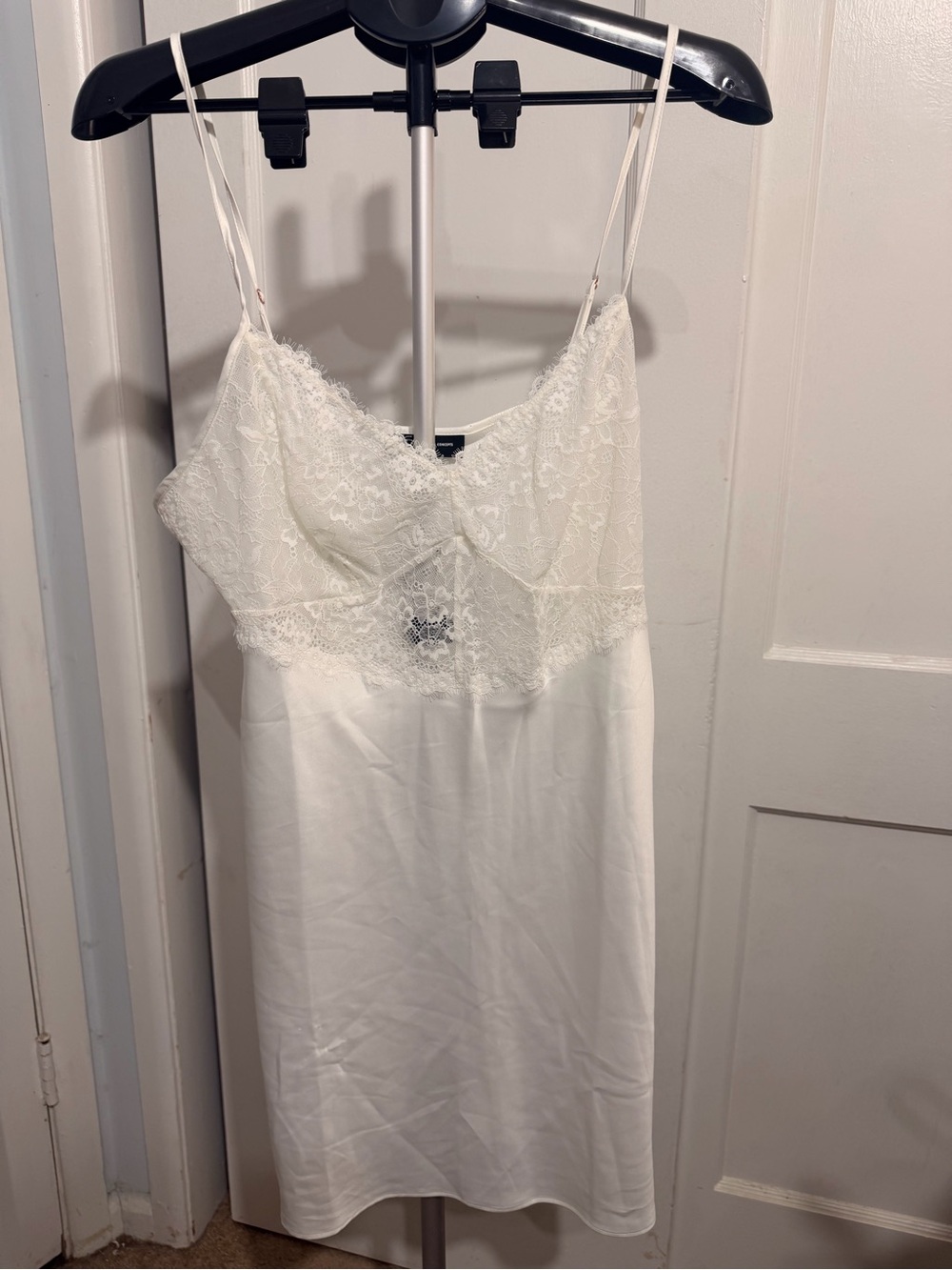INC International Concepts Cream Lace-Trim Satin Chemise